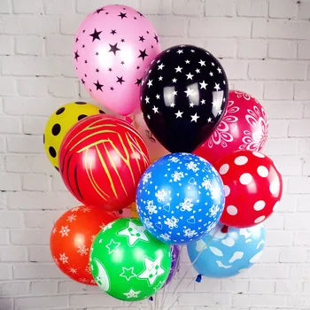 Stor Latex Romantisk Runde balloner Decahedron trykt Bryllup Happy Birthday Party Fest Dekoration Ægteskab Globo 100pcs