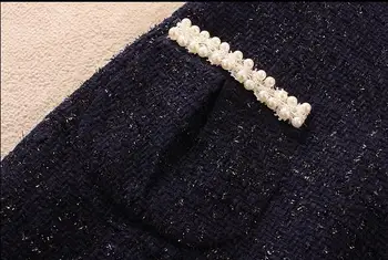 Plus Størrelse 3XL!Vinteren Tweed Kjole Damer perlebesat Uld Blanding Ærmeløs Vintage Uldne Vest Kjole Slim Fit Elegante Kontor Kjole