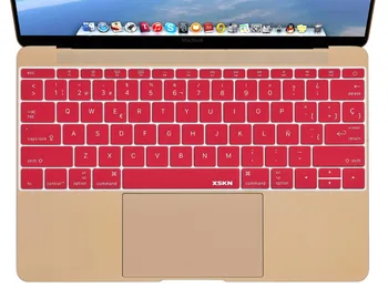 XSKN Top Kvalitet Silikone Laptop Tastatur Protector, Varm Rød spansk Tastatur Cover Skin til MacBook 12 tommer, OS Layout