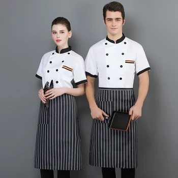 Unisex kortærmede Skjorter Køkken Chef mænd Åndbar arbejdstøj Kok Jakker Food Service Restaurant hotel Køkken Uniform