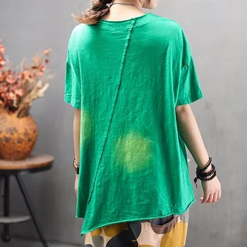 Antal LuLu Nye 2019 Sommeren koreansk Stil Ladies Løs Streetwear Dame Patchwork Kawaii T-shirts Vintage Toppe, t-Shirts Plus Størrelse
