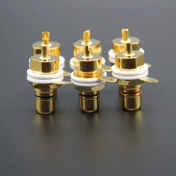 4pieces copper gold-plated RCA-hifi-forstærker socket lotus mor feber audio signal udgang