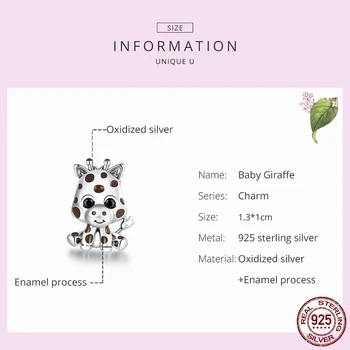 BISAER 2020 925 Sterling Sølv Baby Giraf Søde Dyr Charms Passer Oprindelige Sølv Armbånd, Vedhæng Smykker at Gøre HSC1691
