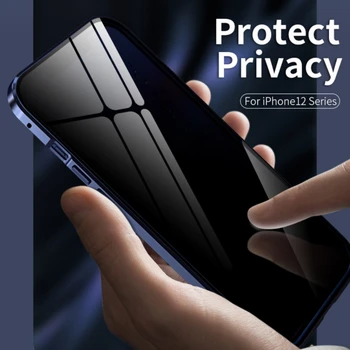 Anti-Kiggede Full Body Klart, Hærdet Glas, Metal Bumper Til Beskyttelse Af Privatlivets Covers Til Iphone 12/Max/12 Pro/12 Pro Antal