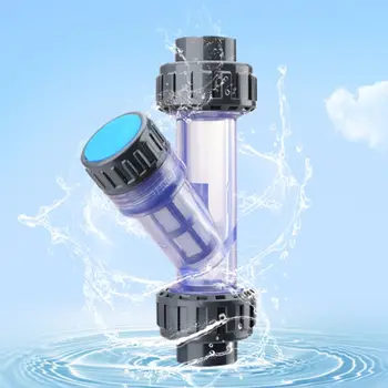 Gennemsigtig PVC-Y-formet filter fisk tank PVC-rør-stik kunstvanding filter have vand rør stik 20-50mm husstand tryk
