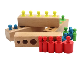 Montessori Cylinder Socket Puslespil Legetøj Baby Udvikling Af Praksis Og SensesPreschool Pædagogiske Træ-Legetøj Til Børn