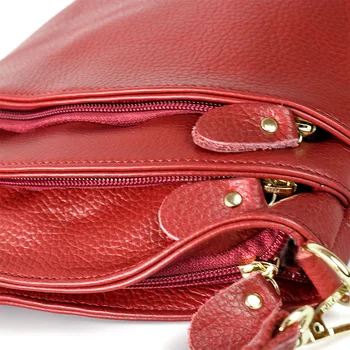 Luksus håndtasker, kvinder tasker designer ægte læder lynlås poser damer enkelt skulder blødt læder messenger bag engros