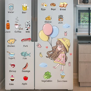 [shijuekongjian] Tegneserie Pige Balloner Wall Stickers DIY Mad vægoverføringsbilleder for Kids Room Baby Soveværelse, Køkken, Hus Dekoration