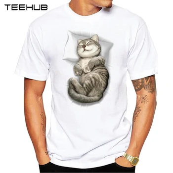 TEEHUB Mode OOPS Kat Mænd T-Shirt Hipster Fuldskab Kat Trykt Toppe Short Sleeve Tee Cool Reaper Cat T-Shirts