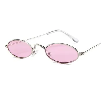 Røde Ovale Briller Metal Mode Mænds Runde Solbriller Gotisk stil, Små Hip Hop Smalle Briller Tendenser Kvindelige solbriller