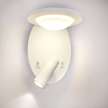 Praktisk væglampe med hylde kreative soveværelse sengen roterende reading light USB-port til mobiltelefon opladning væglamper