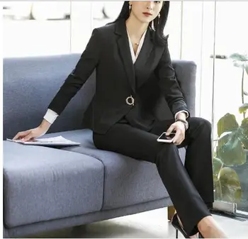 Mode Vin Ensartet Design Pantsuits Med Toppe og Bukser Sæt til Kvinder Jakkesæt Damer Kontor Pantsuits Bukser Passer
