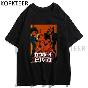 Vintage T-shirts Spiegels Cowboy Bebop Japansk Anime, Manga Harajuku Mode O-Neck T-Shirt Sort fredag Gave Sommer Toppe Tee