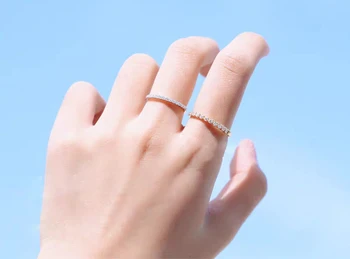 Fine Cirkel 1mm CZ Ring 925 Sterling Sølv Stabelbare Ring for Kvinder Jubilæum Ring Evighed Band Sølv 925 Smykker