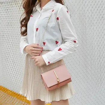2020 koreanske ladylike bag PU-Klap Enkelt Kæder Kvast Mode Solid Haspe Skulder Tasker damer hånd tasker dejlige kvinders taske