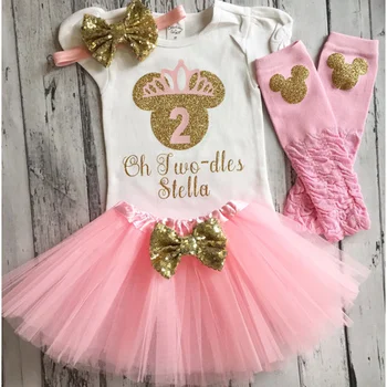 Tilpas navn pink Minnies mus første fødselsdag bodysuit onepiece Tutu benvarmere toodles Tøj Sæt baby shower fest, gaver