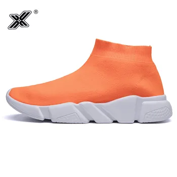 Dame Vinter Sok Sneakers High Top Sok Sko Til Kvinder Orange Slip-On Kvinder Fladskærms Casual Sko Størrelse 43 44 45 Shoes De Mujer
