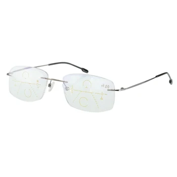 Titanium Smart Progressive Briller til Læsning nær og fjern Multifunktion uindfattede Multifokale briller Bifokale Briller
