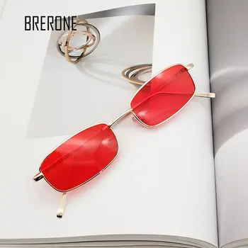 BRERONE Små Firkantede Metal Solbriller Kvinder Brand Designer Mænd Vintage solbriller Rektangulære Briller Steampunk UV400