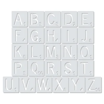 26PCS Genanvendelige Scrabble Bogstaver Alfabeter Stencils Tegning, Maleri Skabeloner til DIY Håndværk Hjem vægdekoration 4x4inch