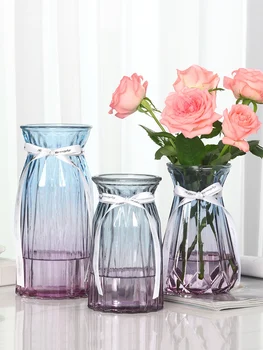 Nordic style glas vase gennemsigtig tørret blomst kreative stue blomst arrangement vandet steg hjem dekoration 3pcs/sæt