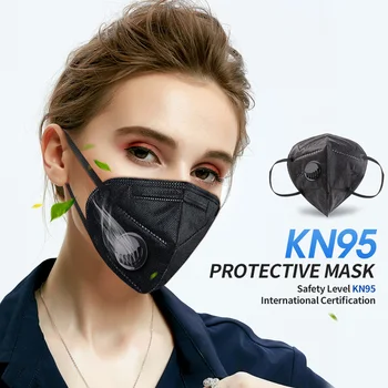 Sort støvtæt og vandtæt kn95 maske med ventil Ansigt Beskyttende Mascarilla kn95 FFP2masks 95% Filtrering Nonwoven Dække Maske