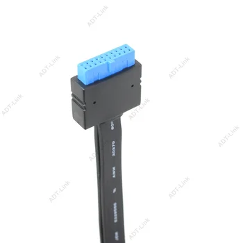 Dual USB 3.0-Porte Kvindelige Skrue Panel Mount Bundkort 20 Pin Header Fladskærms-Kabel, Ledning med jordledning