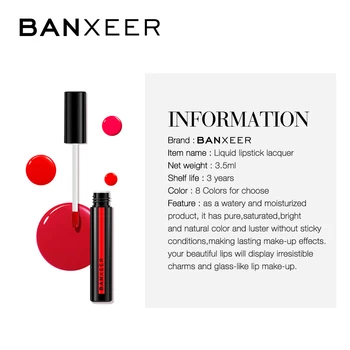 BANXEER Lipgloss Vandtæt Langvarig Lip Gloss Shimmer Læift, Spejl Lip Glaze Fugtgivende Flydende Lys Makeup Kosmetiske