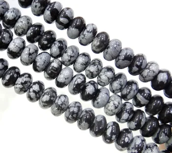 Natursten Snowflake Obsidian Rondelle Perler 4*6mm 5*8 mm Spacer Perler 15 inches Til smykkefremstilling-Armbånd Tilbehør