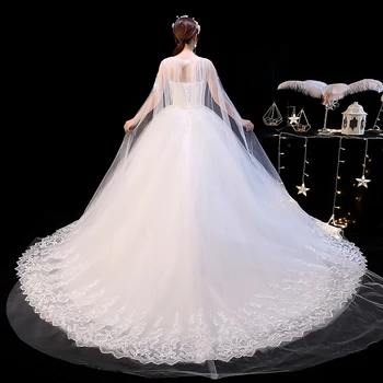 LAMYA Elelgant Domstol Tog Lace Wedding Dress Nye Prinsesse Vintage Bride Kjole Plus Szie Vestidos De Casamento Gøre Trem Da Corte