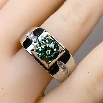 Nyeste mand muskelkraft ring knitrende moissanite perle ring smykker gave størrelse 8 mm*8 mm skinnende bedre end grøn diamant farve