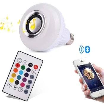 Smart E27 RGB Bluetooth Højttaler LED Pære Lys 12W Musikken Dæmpes Trådløs Led-Lampe med Fjernbetjening Dropship