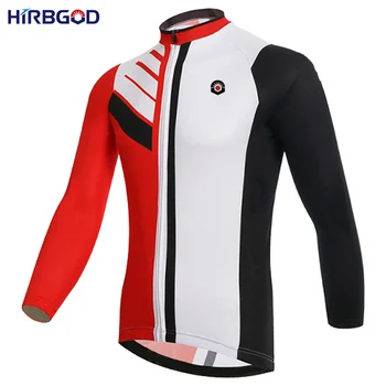 HIRBGOD mænds lange ærmer cyklen passer rød sort hvid stribet maillot trøje + bukser dh mtb bære cykling sæt,NM495