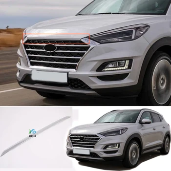 For Hyundai Tucson 2019 2020 2021 Bil Styling ABS Chrome Front Hætte Låg Støbning Strip Dække Trim Auto Tilbehør