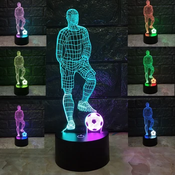 Kreative 3D-Fodbold Lys I Led Nat Lys Touch Kontrol Bord Lampe Til Soveværelse, Værelse, Indretning Eller Perfekt Gave Til Børn