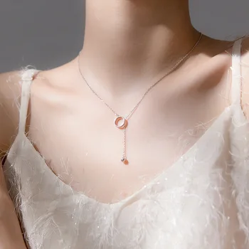INZATT Ægte 925 Sterling Sølv Geometrisk Runde Vedhæng Choker halskæder For Mode Kvinder Fine Smykker Minimalistisk Tilbehør