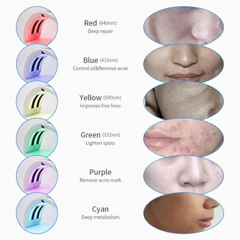 Foldbar Foton PDT Led Lys Facial Mask Inde 7 Farver Acne Behandling Ansigt Blegning af Huden Foryngelse lysterapi-Enhed