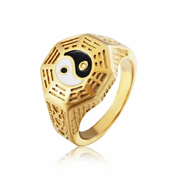 Personlighed Sladder Yin Yang Symbol Ringe til Mænd, Guld, Sølv Farve Rustfrit Stål Amulet Ring Finger Mandlige Bands Smykker Gave