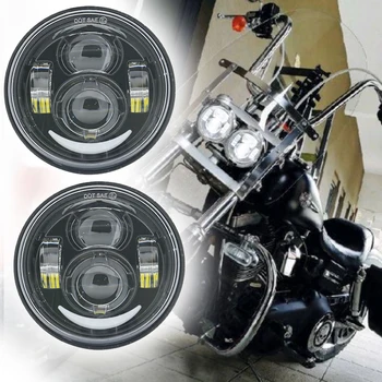 Nye 4,65 tommer for Motorcykel Dobbelt LED-Forlygter Med DRL halo Fo Fat Bob FXDF 08-16 15