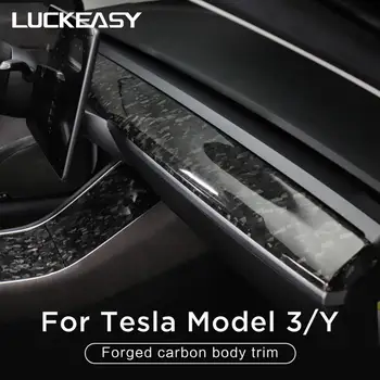 LUCKEASY Smedet central kontrol kulfiber instrument panel for Tesla Model3 og ModelY Interiør ændring tilbehør