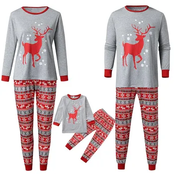 Jul Jul Pyjamas Kvinder Mommy Print T-Thirt Toppe Og Bukser Xmas Familie, Tøj, Pyjamas, pijama jul hot
