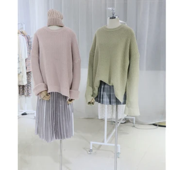 Werynica Lange Ærmer Efterår og Vinter Sweater Kvinder koreansk Stil Strikket Sweater, Pullover Jumper Mode 2019 O-hals Sweater Kvinder