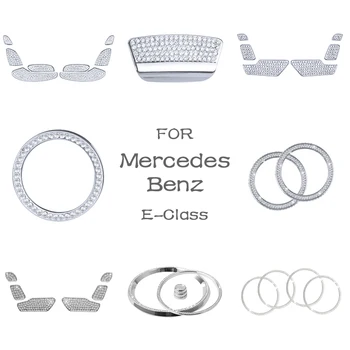 For Mercedes-Benz Tilbehør E-Klasse W212 W213 AMG Bling Mærkat Indvendige Dele Dekorationer Trim Sæt Krystal Skinnende Sølv