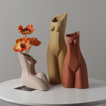 Den menneskelige Krop Vase Bum Keramik Vase Abstrakte kreative geometriske vase Kunst Vaser Håndværk Planter Hjem Dekoration Tilbehør