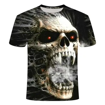 Sommeren 2020 nye fritids-og klassiske 3D-print horror kraniet Street rem fashion T-shirt med o-hals s-6xl