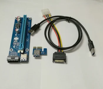PCI-E Express 1X til 16X USB 3.0 Riser-Kort med USB 3.0 forlængerkabel Power Supply SATA-Kabel