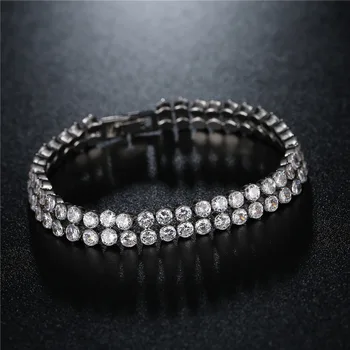 2021 nye luksus 18CM Dobbelt række af runde 925 sterling sølv armbånd armbånd til kvinder jubilæum gave smykker engros S5775