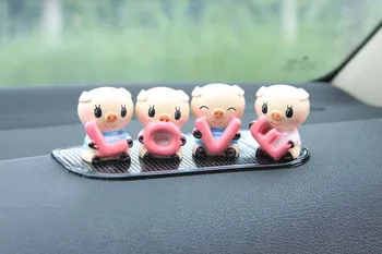 4stk/sæt Søde piger ELSKER Piggy Familie Harpiks Ornament Bil Dekoration Auto Tilbehør Børn barn værelses desktop indretning gave
