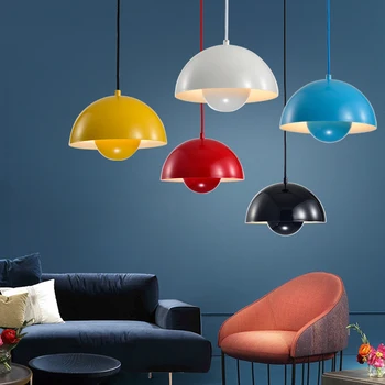 Nordisk moderne dekoration soveværelse spisestue personlig stue lampe med et enkelt hoved runde bar macaron multi farve Lysekrone