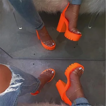 Sommer nyt kvinders højhælede tværs af PVC stropper udendørs rejse sandaler gummi bund, non-slip tøfler øget sandaler